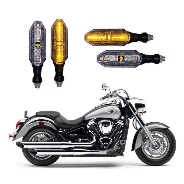 Imagem de KIT 4 Setas Esportivas Pisca de Led Modelo P26 Para Moto KAWASAKI Vulcan 2000 Ano 2004 2005 2006 2007 2008 2009