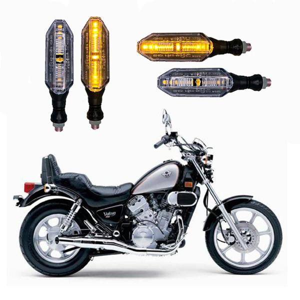 Imagem de KIT 4 Setas Esportivas Pisca de Led Modelo P26 Para Moto KAWASAKI Vulcan 750 Ano 2004 2005 2006 2007 2008 2009