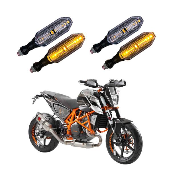 Imagem de KIT 4 Setas Esportivas Pisca de Led Modelo P26 Para Moto KTM DUKE 690 Ano 2010 2011 2012 2013 2014 2015