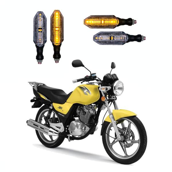 Imagem de KIT 4 Setas Esportivas Pisca de Led Modelo P26 Para Moto SUZUKI YES 125 Ano 2010 2011 2012 2013 2014 2015