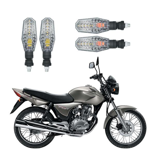 Imagem de Kit 4 Setas Pisca de Led Dianteiro E Traseiro Modelo PF01 Honda CG 150 TITAN ESD 2010 2011 2012 2013 2014 2015