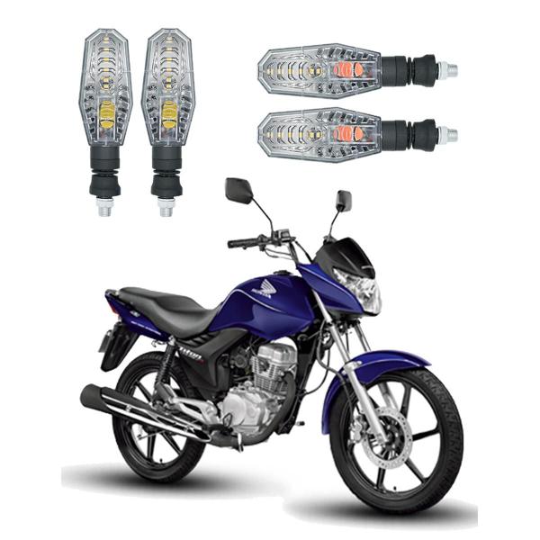 Imagem de Kit 4 Setas Pisca de Led Dianteiro E Traseiro Modelo PF01 Honda CG 150 TITAN EX 2010 2011 2012 2013 2014 2015