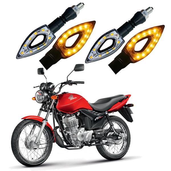 Imagem de Kit 4 Setas Sequenciais Led P01S Flecha Vazado Para Moto CG 125 FAN 2004 2005 2006 2007 2008 2009 2010 2011 2012