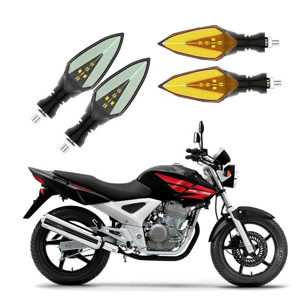 Imagem de KIT 4 Setas Sequenciais Pisca de Led Modelo P35 Para Moto Honda CBX 250 TWISTER 2004 2005 2006 2007 2008 2009