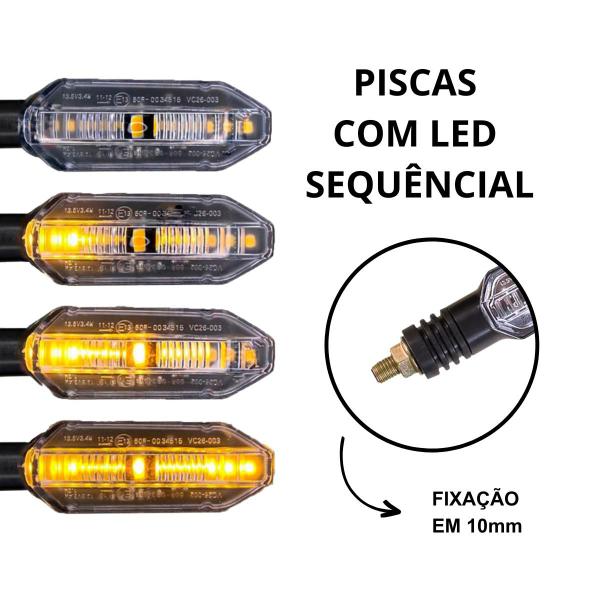 Imagem de Kit 4 Setas Sequenciais Pisca de Led Universal Modelo P50S Moto CB 250 TWISTER 2004 2005 2006 2007 2008 2009