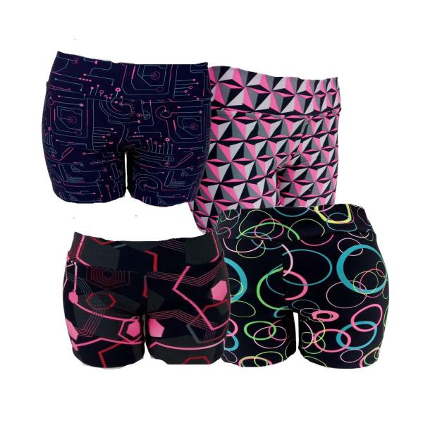 Imagem de Kit 4 Shorts Bermuda Feminina Leggings Estampada Academia