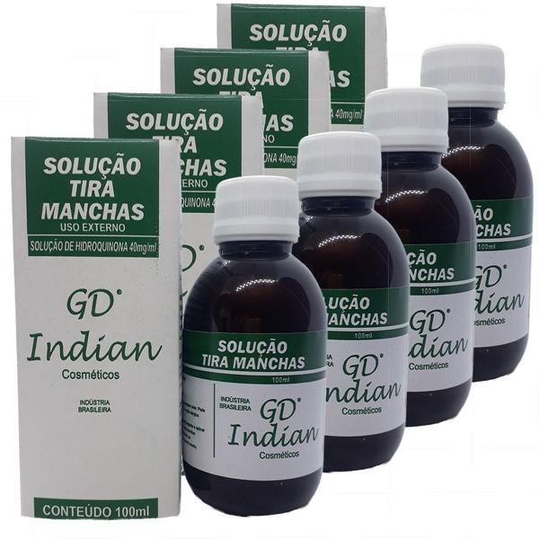 Imagem de Kit 4 Solução Tira Manchas Escuras Da Pele Gd Indian 100ml