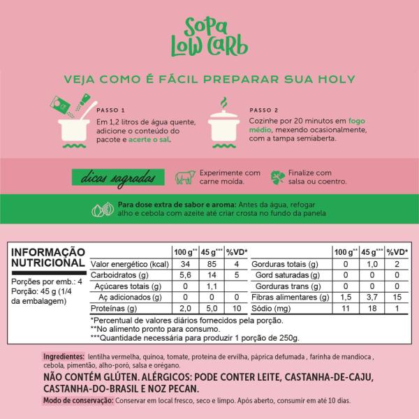 Imagem de Kit 4 Sopa Low Carb - Sopa Natural Sem Glúten - HolySoup