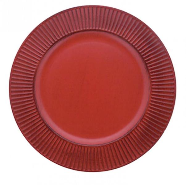 Imagem de Kit 4 Sousplat Listras Vermelho 33 cm Polipropileno - Mimo Style