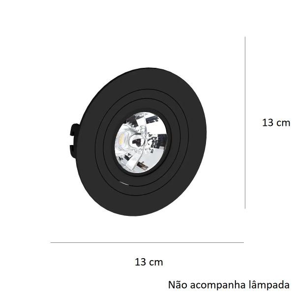 Imagem de Kit 4 Spot Embutir AR70 Redondo Preto Face Plana  - SaveEnergy