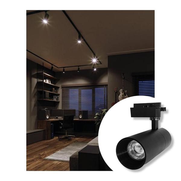 Imagem de Kit 4 Spots Led Trilho Eletrificado 30W Preto Luz Neutra