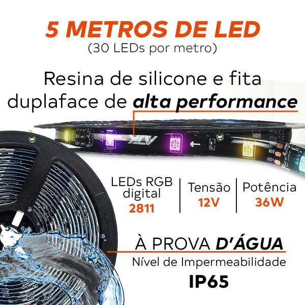 Imagem de Kit 4 Strobos Central Ritmico 3.0 C/ Controle + Fita Led AJK