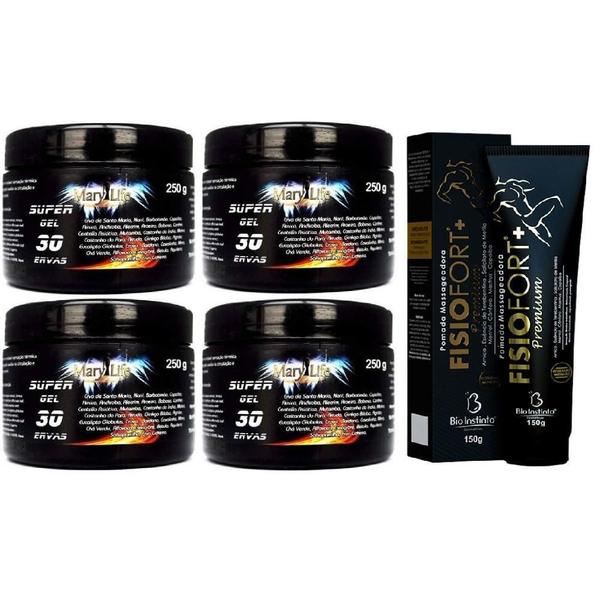 Imagem de Kit 4 Super Gel 30 Ervas 250G + 1 Pomada Fisio Premium 150G