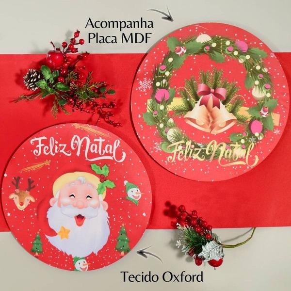 Imagem de Kit 4 Suplat Redondo Para Mesa de Natal Noel Vermelho