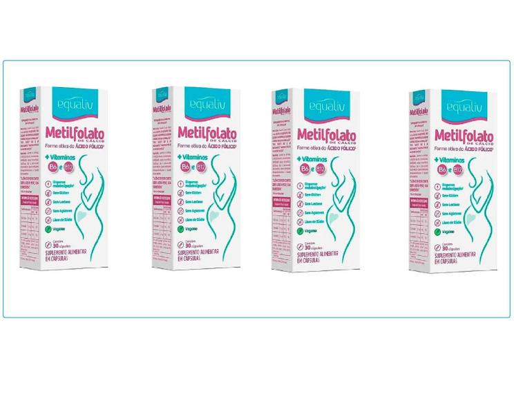 Kit 4 Suplemento Metilfolato Com 30Caps - Equaliv - Equaliv Pharma Industria Imagem de Kit 4 Suplemento Metilfolato Com 30Caps - Equaliv