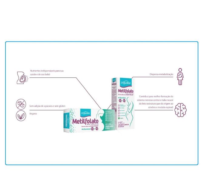 Kit 4 Suplemento Metilfolato Com 30Caps - Equaliv - Equaliv Pharma Industria Imagem de Kit 4 Suplemento Metilfolato Com 30Caps - Equaliv