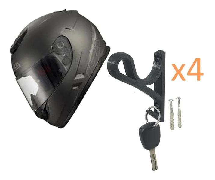 Kit 4 Suporte De Parede Capacete E Acessórios Preto - V I X 3 D Imagem de Kit 4 Suporte De Parede Capacete E Acessórios Preto