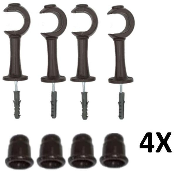 Imagem de Kit 4 Suporte para Varão Cortina com Ponteira 19mm Imbuia