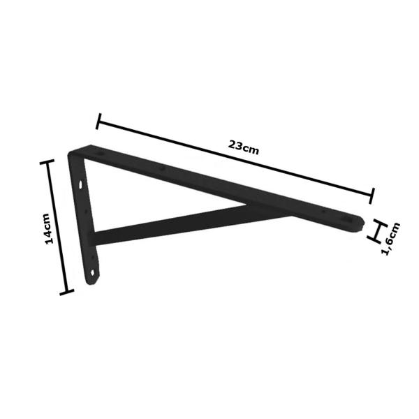 Imagem de Kit 4 Suporte Prateleira Mão Francesa Aço 23cm Preto Fertak