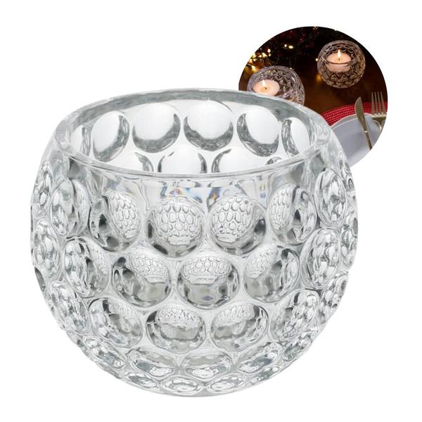 Kit 4 Suportes Porta Vela de Cristal Vidro Bolhas 9cm Castiçal Lyor Pote para Decoração Enfeite Imagem de Kit 4 Suportes Porta Vela de Cristal Vidro Bolhas 9cm Castiçal Lyor Pote para Decoração Enfeite