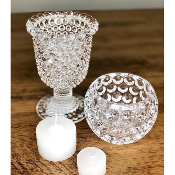 Kit 4 Suportes Porta Vela de Cristal Vidro Bolhas 9cm Castiçal Lyor Pote para Decoração Enfeite Imagem de Kit 4 Suportes Porta Vela de Cristal Vidro Bolhas 9cm Castiçal Lyor Pote para Decoração Enfeite
