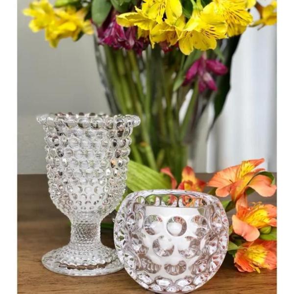 Kit 4 Suportes Porta Vela de Cristal Vidro Bolhas 9cm Castiçal Lyor Pote para Decoração Enfeite Imagem de Kit 4 Suportes Porta Vela de Cristal Vidro Bolhas 9cm Castiçal Lyor Pote para Decoração Enfeite