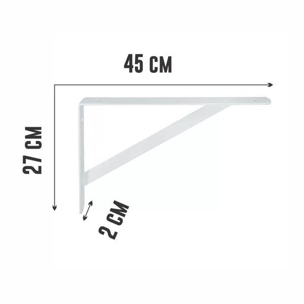 Imagem de Kit 4 Suportes Prateleira Mão Francesa 45cm Reforçada Branco nv708