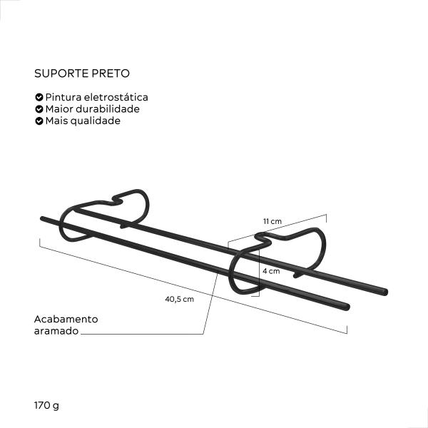 Imagem de Kit 4 Suportes Suspensos para Taças 40cm Preto