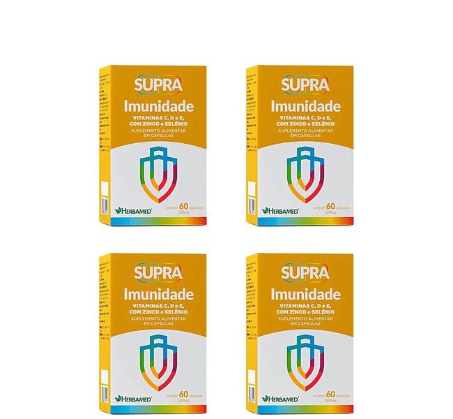 Imagem de Kit 4 Supra Imunidade Vitaminas, Zinco E Selênio 60 Capsulas