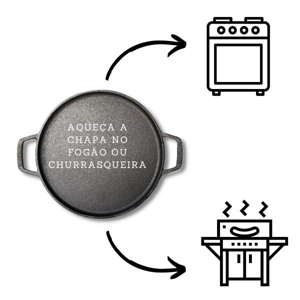 Imagem de Kit 4 Tábuas Para Churrasco Com Chapas Redondas 24Cm e Molheiras