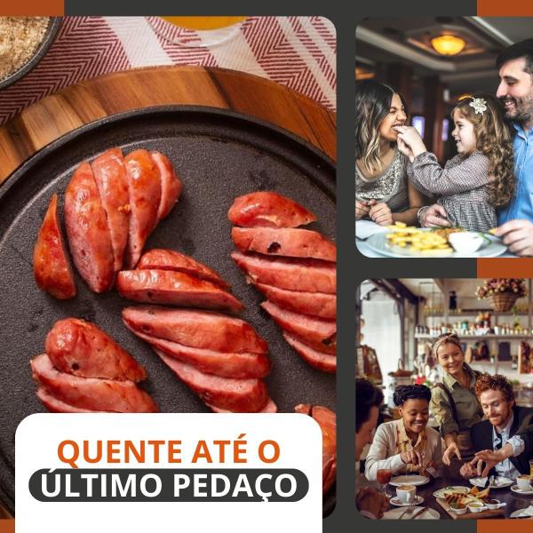 Imagem de Kit 4 Tábuas Para Churrasco E Porções Redondas Picanheira Com Chapas De Ferro