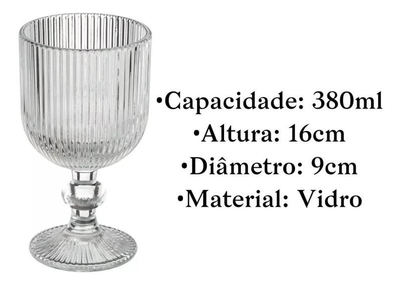 Imagem de Kit 4 Taça Canelada 380ml Transparente Vidro Mesa Posta Luxo Água