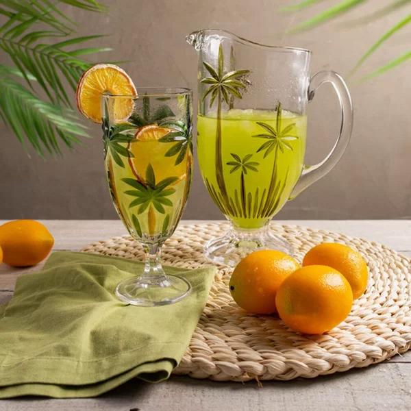 Imagem de Kit 4 Taças de Cristal Palm Tree Coqueiro para Água Suco de Cristal Wolff 450ml