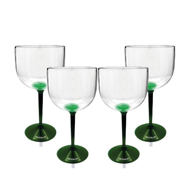 Kit 4 Taças Gin Bicolor Verde Acrílico Poliestireno - Krystalon Imagem de Kit 4 Taças Gin Bicolor Verde Acrílico Poliestireno