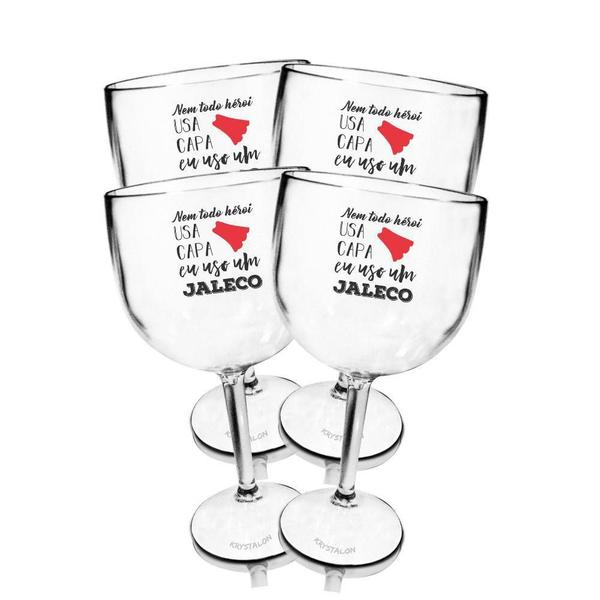 Kit 4 Taças Gin Criativas Profissional Da Saúde - Jaleco - Krystalon Imagem de Kit 4 Taças Gin Criativas Profissional Da Saúde - Jaleco