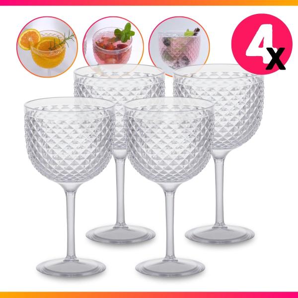 Imagem de Kit 4 Taças Para Gin Vinho Tônicos 600ml Luxxor Crista Transparente de Acrílico Formaturas Paramount