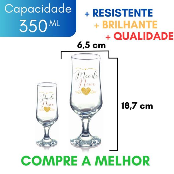 Imagem de Kit 4 Taças Personalizada Pai Mãe da Noiva Mãe do Noivo Presente Casamento Madrinha Padrinho