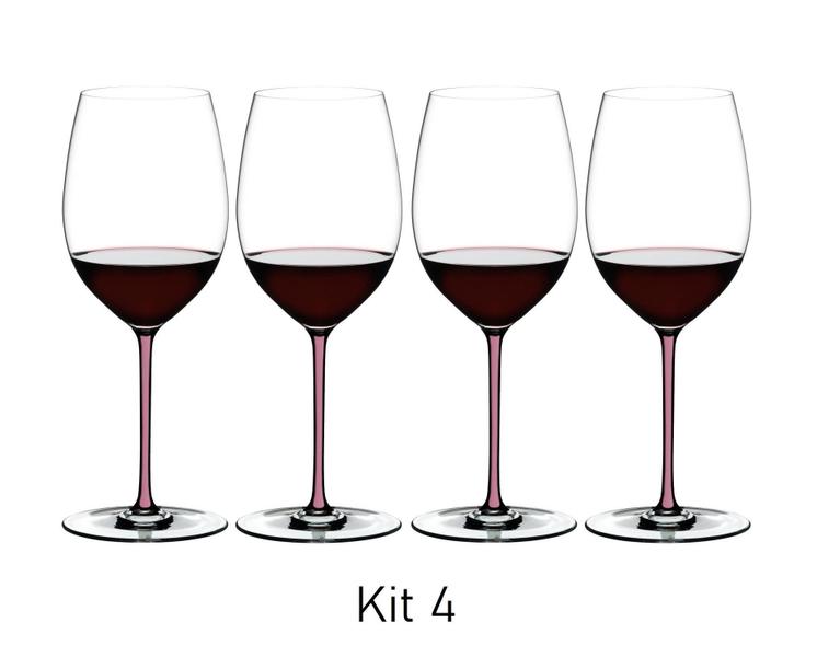 Imagem de Kit 4 Taças Vinho Riedel Fatto A Mano Merlot Haste Colorida