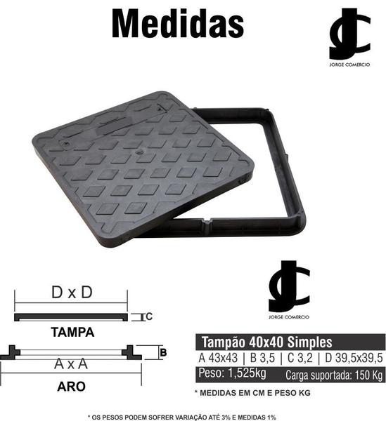 Imagem de Kit 4 Tampa Pvc Para Gordura Esgoto Elétrica 40x40 Simples