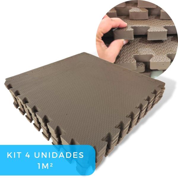 Imagem de Kit 4 Tapete de EVA (1m²) para Bebes Atividades Infantil Emborrachado de EVA 50x50cm 20mm Yoga + 8 Bordas