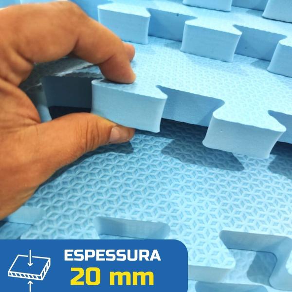 Imagem de Kit 4 Tapete Infantil EVA Estilo Piso Tatame 50x50cm 20mm Grosso Emborrachado Crianças Bebes Academia Exercícios c/ Encaixe + Bordas Acabamento