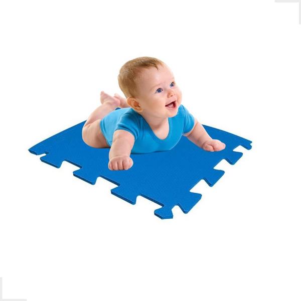 Imagem de Kit 4 Tapetes Eva Placas Grande Tatame 50x50 Infantil Encaixe Evamax Azul