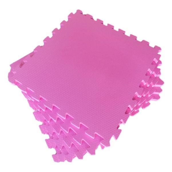 Imagem de Kit 4 Tatames Tapetes EVA 50x50x1cm 10mm Rosa Pink