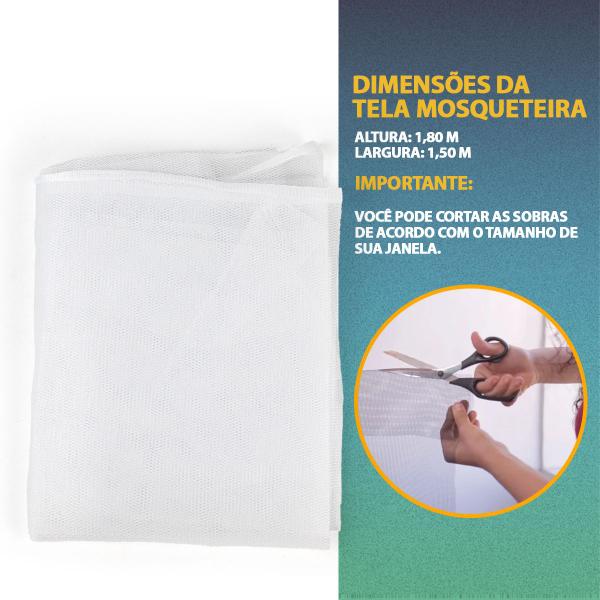 Imagem de Kit 4 Tela Mosquiteiro Para Janela Com Tiras Autocolantes 150x180cm Anti-Mosquito Baratas e Insetos com Adesivo Colante