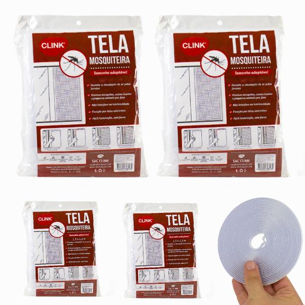 Imagem de Kit 4 Tela Mosquiteiro Para Janela Tiras Autocolantes 130x150cm Anti-Mosquito Baratas e Insetos com Adesivo Colante