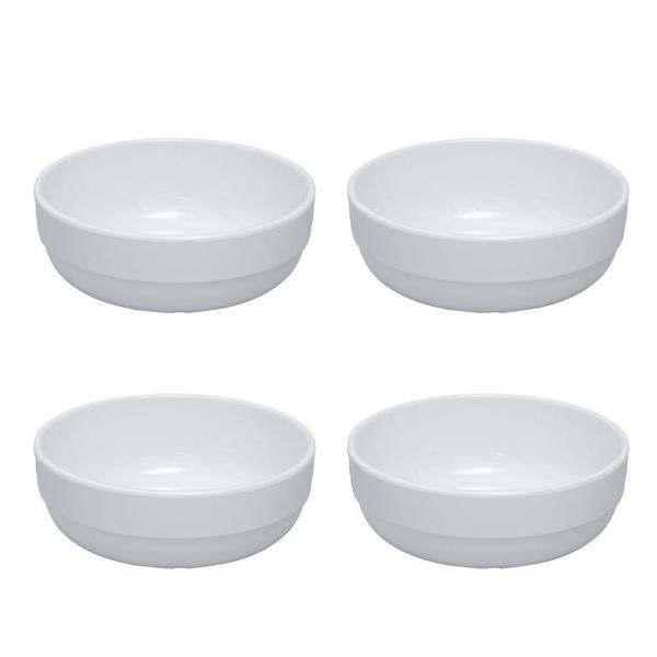 Imagem de Kit 4 Tigela Bowl Cumbuca Redonda Melamina Premium 14 x 5cm Branca Servir Mesa Resistente