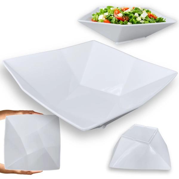 Imagem de Kit 4 Tigelas Quadradas Geometrica 32,5 Cm Branca Grandes para Buffet / Restaurante Profissional Melamina Premium  Bestfer 