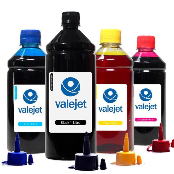 Imagem de Kit 4 Tinta L395 Black 1L Coloridas 500ml Corante Valejet