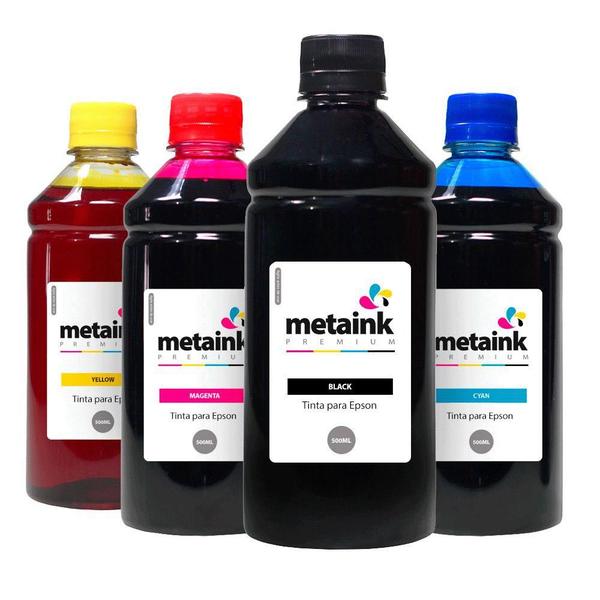 Imagem de  Kit 4 Tinta L395 CMYK 500ml Corante MetaInk