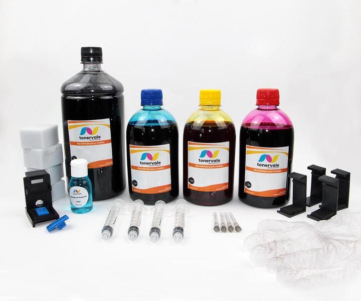 Imagem de Kit 4 Tinta Para Canon MX391 PG-140 e CL-141 1 Litro Black e 500ml Color Linha Platinum